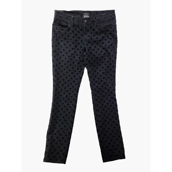 Ann Taylor Modern Fit 4 Black Jeans Denim Pants w/Velvet Polka Dot Stretch - Picture 1 of 9